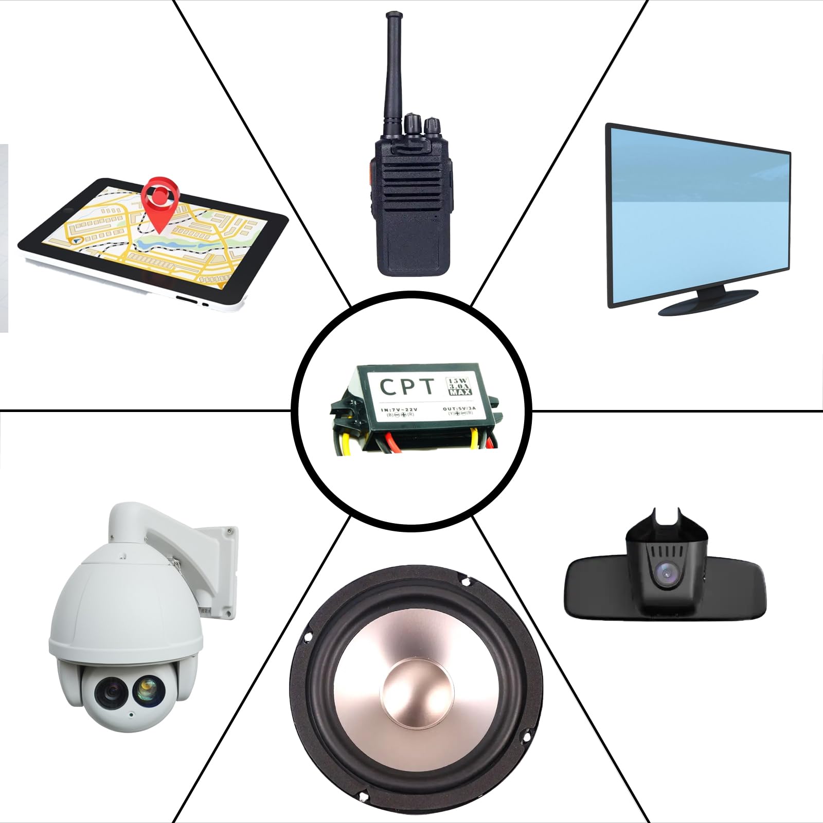 Konwerter 12 V na 5 V DC-DC Step Down moduł 3 A 15 W DC na DC adapter samochodowy transformator prądu (bez interfejsu USB)