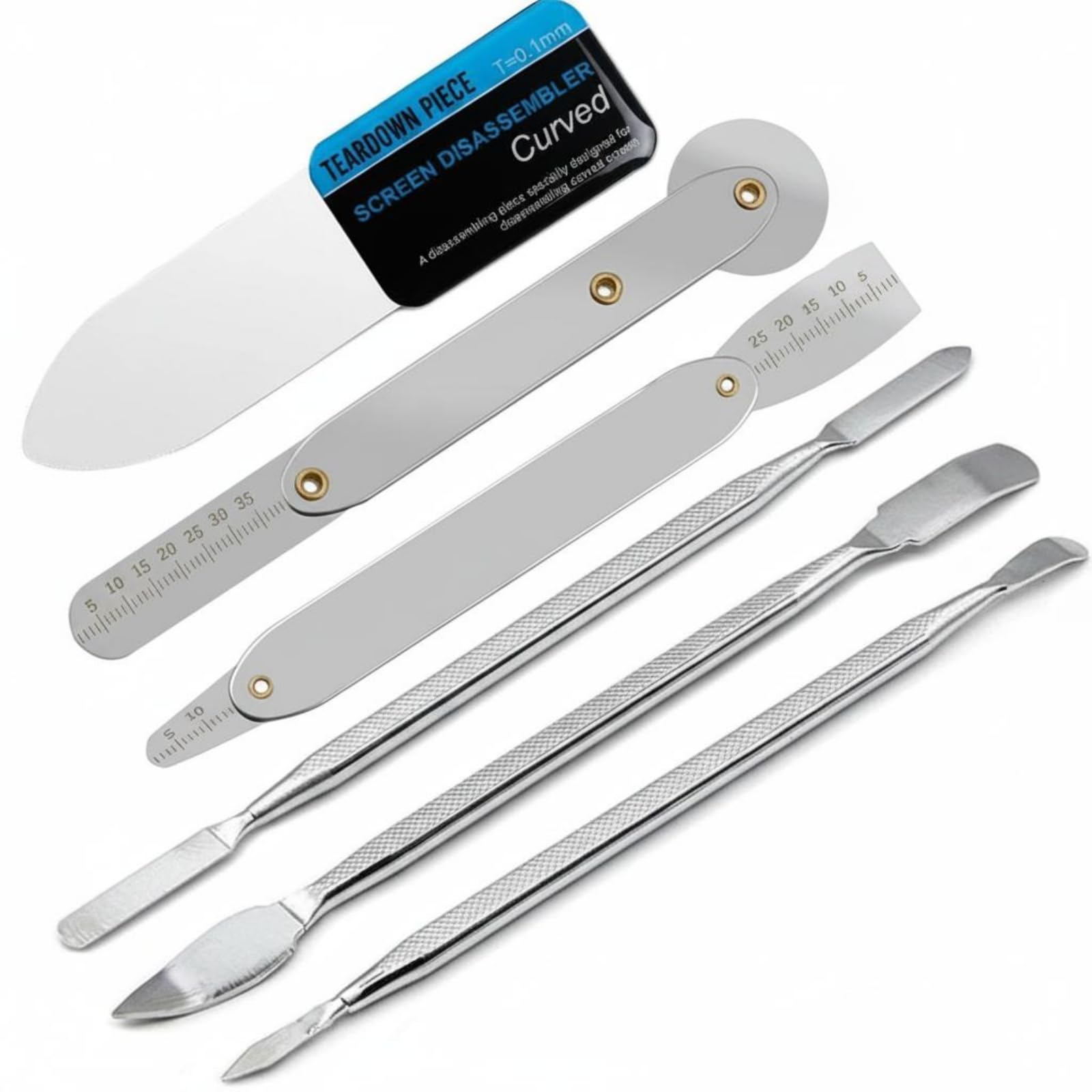 6 Pieces Metal Pry Tool Set Non-Marring Electronics Opening Pry Tool Kit Precision Spudger Set for Professionals, Beginners, Set-image-42
