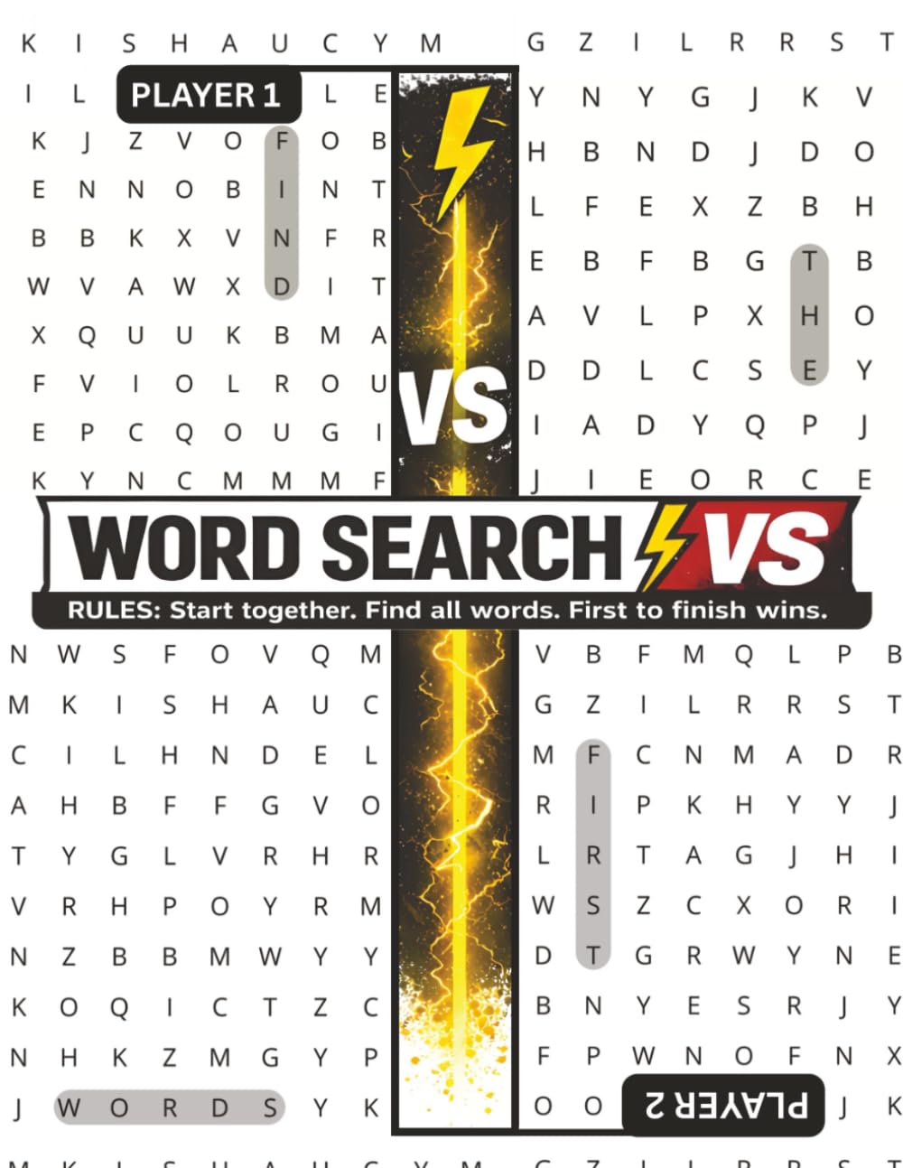 Word Search Versus: Start Together, Find All Words, First To Finish Wins