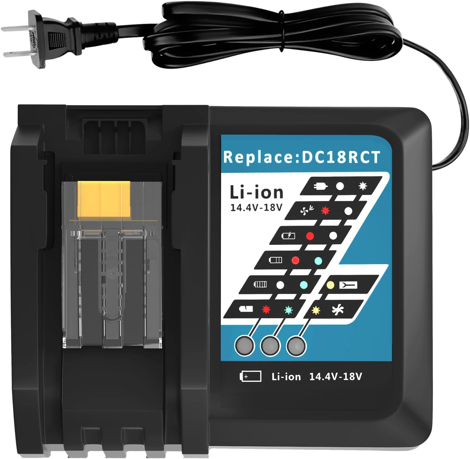 14.4V-18V DC18RC Charger Replacement for Makita Charger Compatible with 18V Battery Charger DC18RD DC18RA DC18SD DC18SE and 18V Lithium-Ion Battery BL1815 BL1830 BL1840 BL1850 BL1430