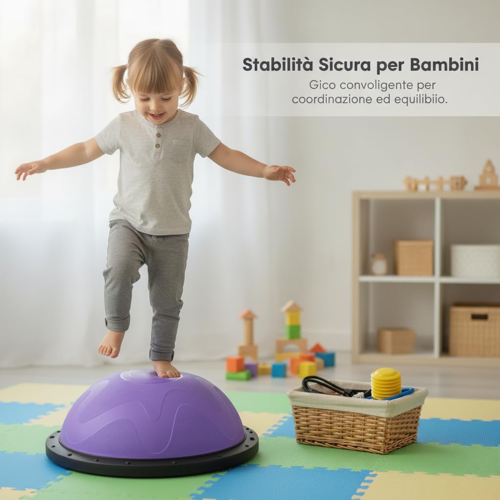 Semisfera con Elastici, Mezza Palla Fitness per Allenamento e Postura, per