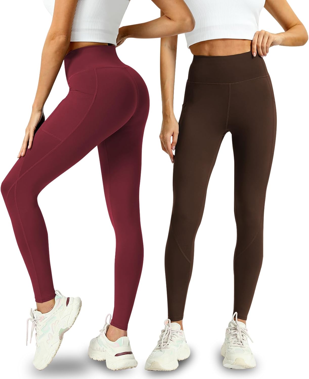 4 Pack Leggings with Pockets for Women - Soft High Waisted Tummy Control Workout Yoga Pants - Image 2