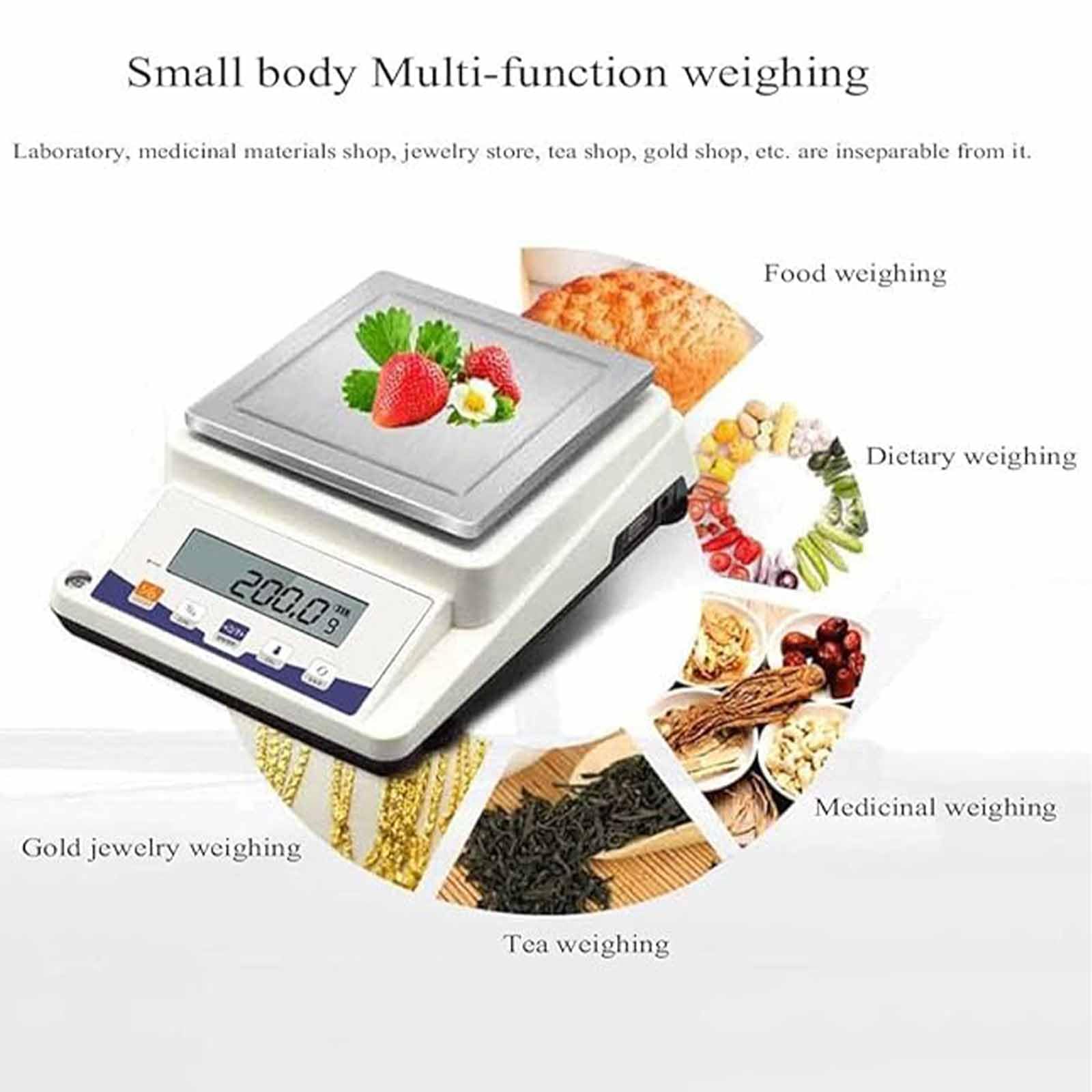 Bilancia elettronica ad alta precisione, bilancia analitica di precisione con conteggio 2100 g/0,1 g e conversione di unità, alimentatore a doppia modalità per cucina da laboratorio di gioielleria
