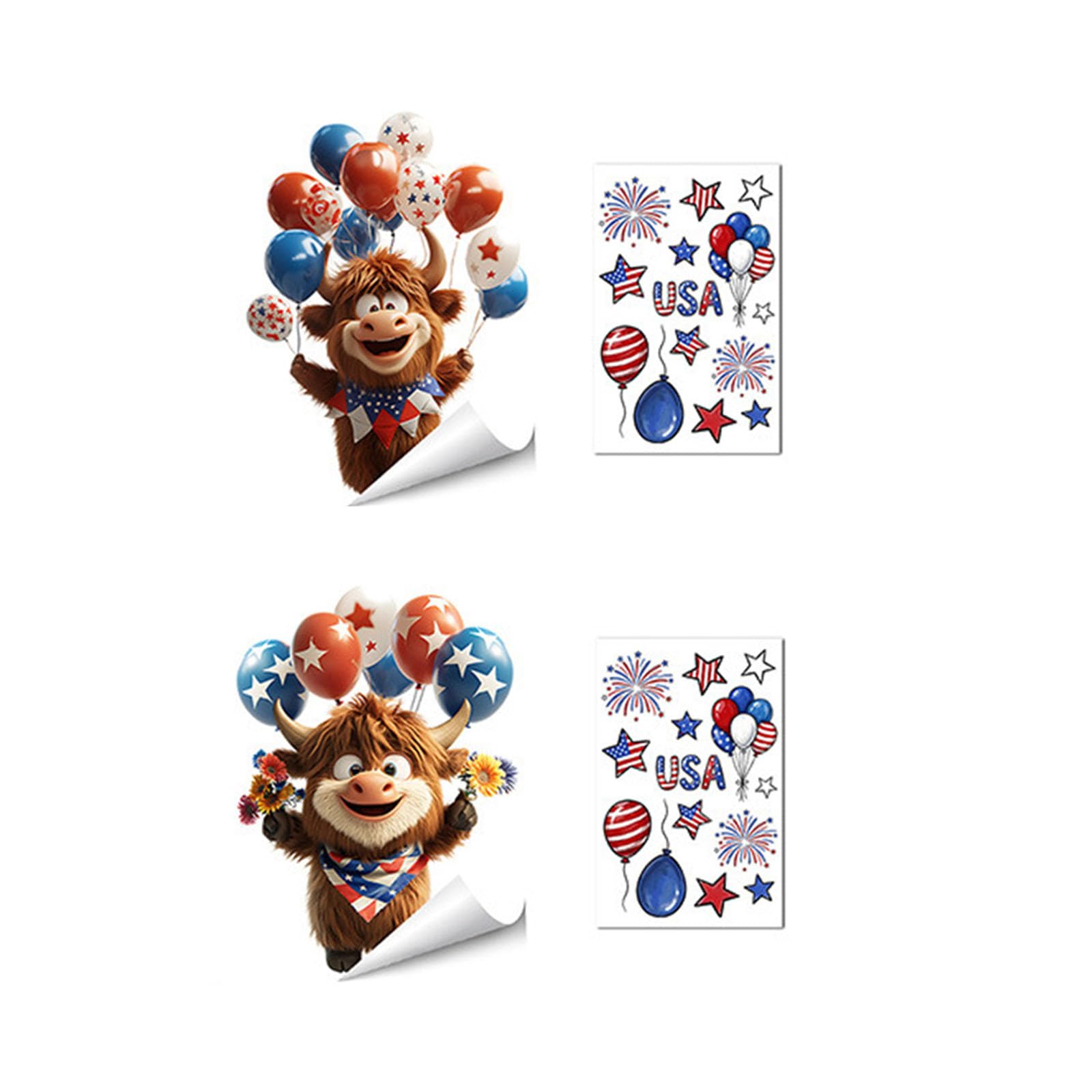 Kalttoy Statics Window Sticker Patriotic Theme Independence Day Window Decors Perfect for Independence Day and National Holidays Statics Clings for Holidays