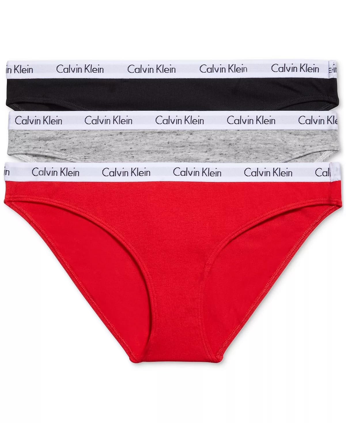 Calvin Klein Pack de 3 Braguitas Tipo Bikini de Algodón Elástico para Mujer