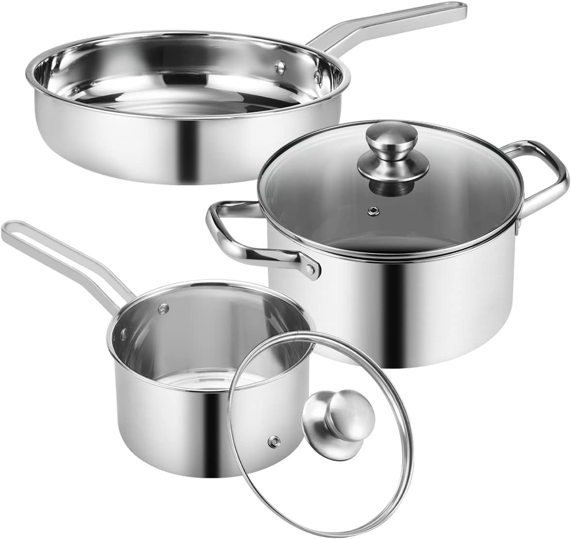 Stainless Steel Cookware Set, 5 Piece Nonstick Kitchen Induction Cookware Set