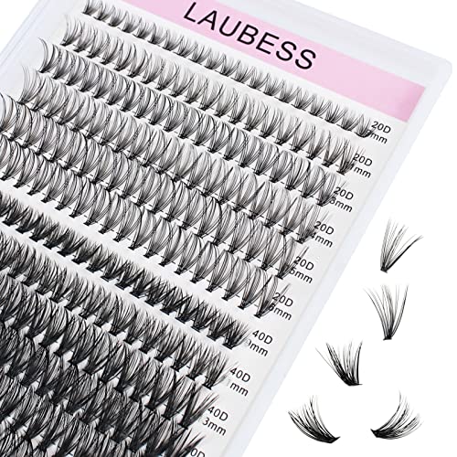 Image of Eyelash Clusters LAUBESS Lash Clusters Individual Lashes Cluster Eyelash Extensions DIY at Home Waterproof Cluster Lashes (20D /40D-D-Mix9-16)
