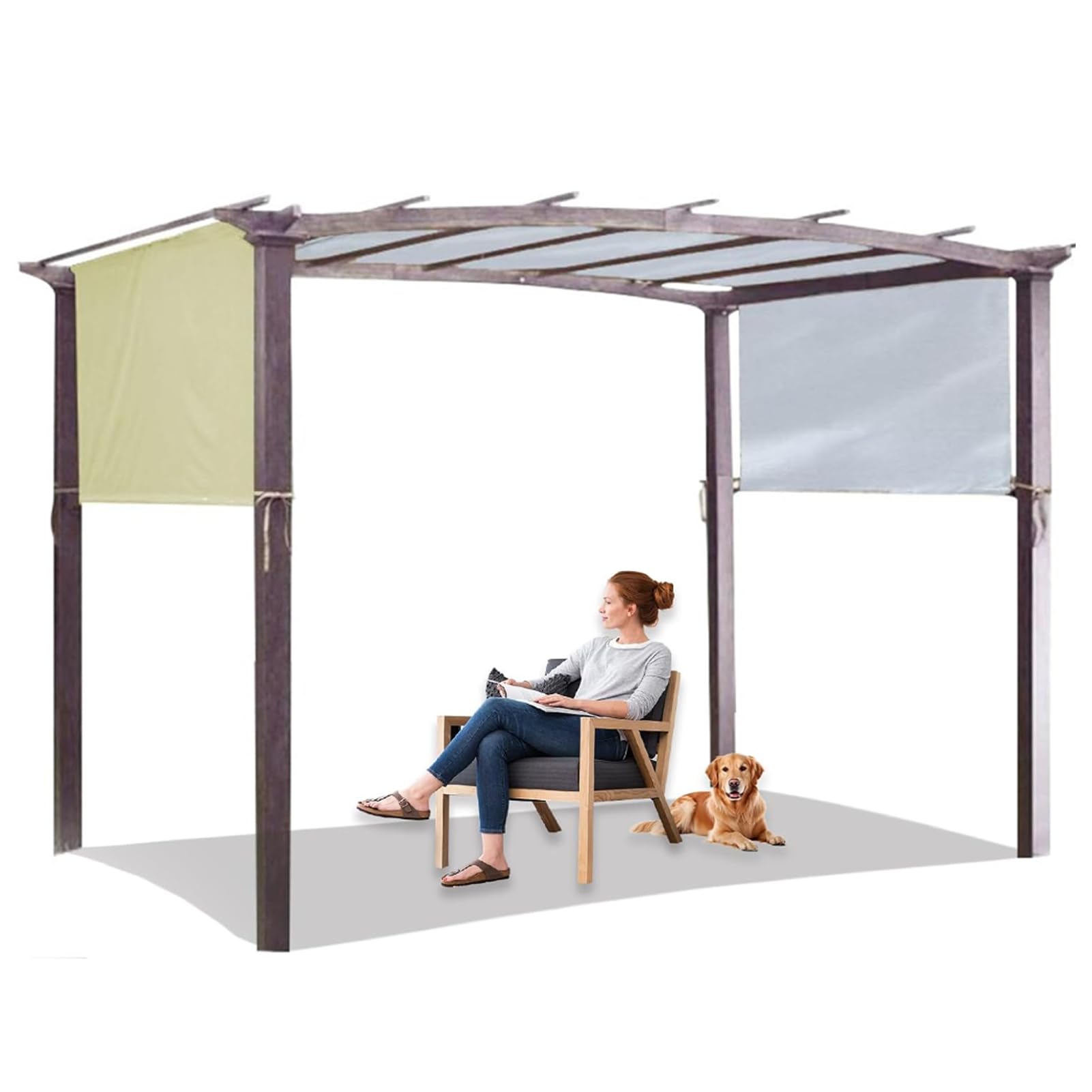 Pergola Shade Cover Waterproof, Outdoor Patio Pergola Replacement Canopy Top Cover with Grommets Universal Top Cover for Patio Deck Backyard Gazebo Pergola Porch (Apricot, 5.4x2.5m/17.8x8.2ft)
