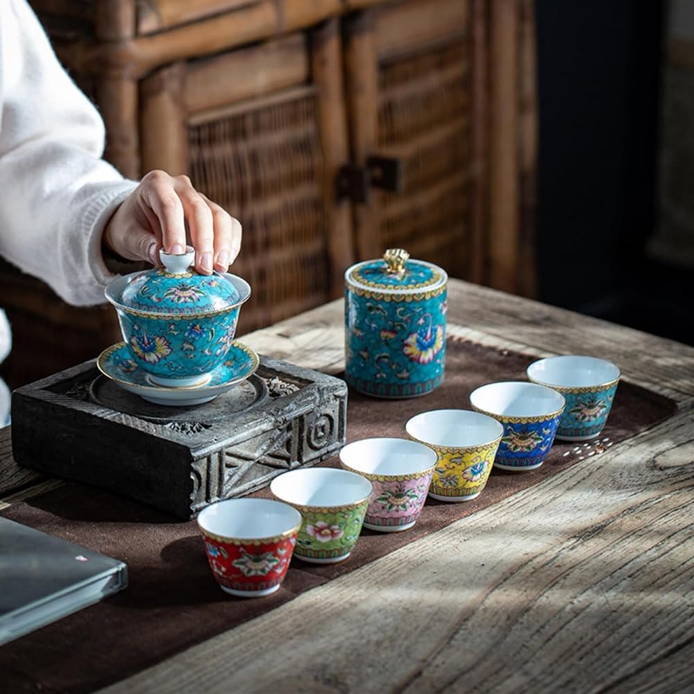Amazon.co.jp: pisipe 中国伝統茶器カンフー茶碗蓋とソーサー付き
