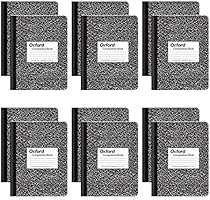 Oxford Composition Notebooks, College Ruled Paper, 9-3/4" x 7-1/2", Black Marble Covers, 100 Sheets, 12 per Pack (63796)