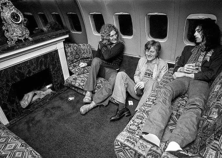 Led Zeppelin Aboard “The Starship” – Iconic 1970s In-Flight Lounge Photo – 5x7 Fine Matte Photo Print