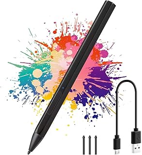 Stylus Pencil For Surface,Rechargeable Touch Screen Pen,Palm Rejection,Tilt & 4096 Levels Pressure for Microsoft Surface Pro X/8//7/6/5/4/3,Surface Book/Laptop/Studio, Surface Go 3/2/1 (Black)