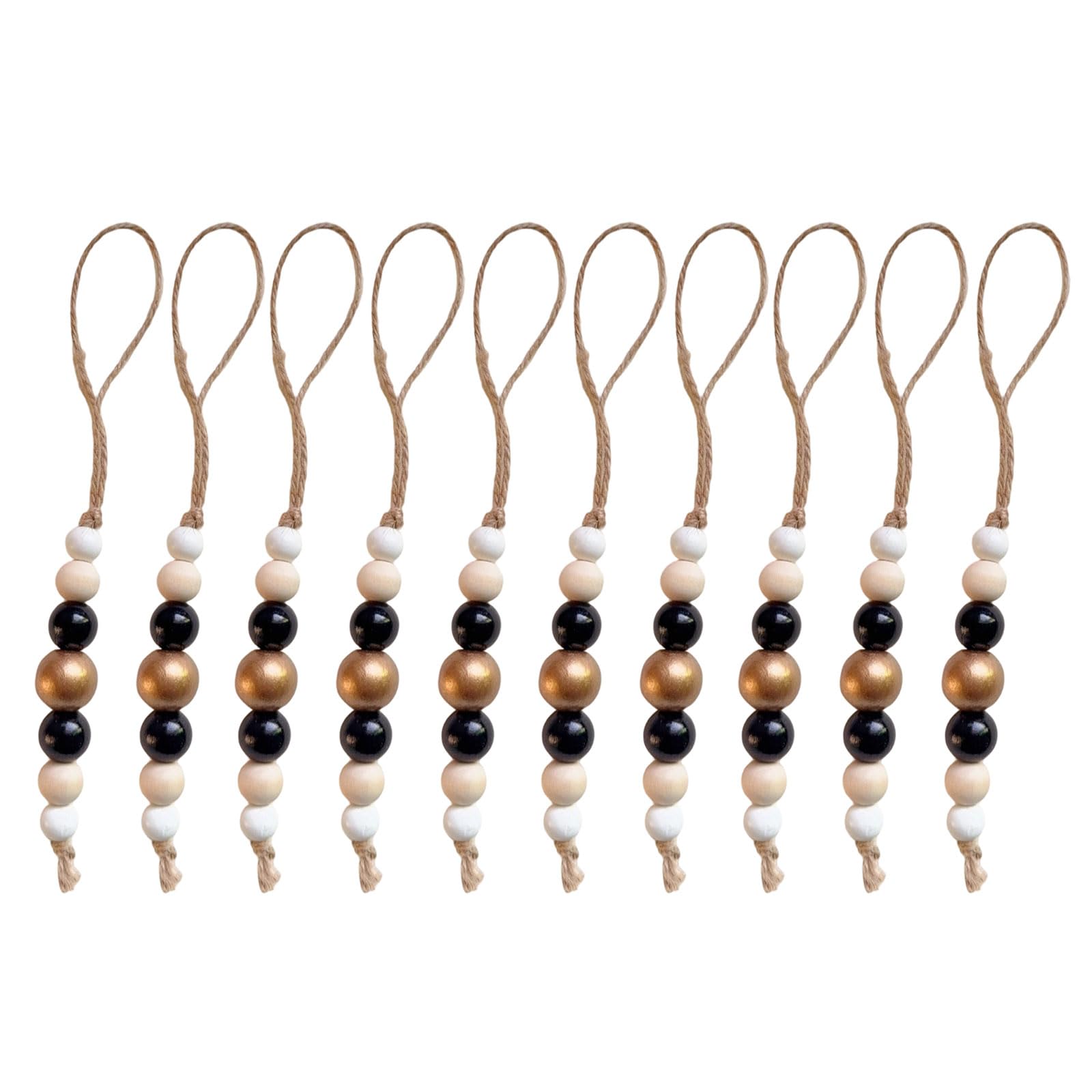hogtnd 10 Pieces Wooden Beads Christmas Ornaments with Rope for Indoor Outdoor Christmas Decoration Bead Decoration