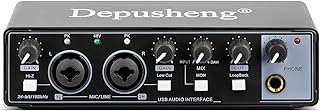 Depusheng KA2 USB Audio Interface 24 Bit96 kHz for Recording Music, XLR Interface with 48 V Phantom Power, Audio Box for PCWinMac Streaming and Podcasting and Streaming UltraLow Latency Plug and