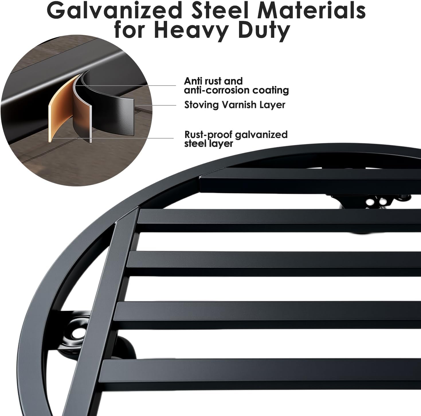 22" Round Plant Stand with Wheels Heavy Duty,Large Metal Plant Caddy Indoor Outdoor Use,Rolling Plant Dolly with Industrial Casters,Rust-Proof Black Plant Tray for Large Planters Pots,1-Pack