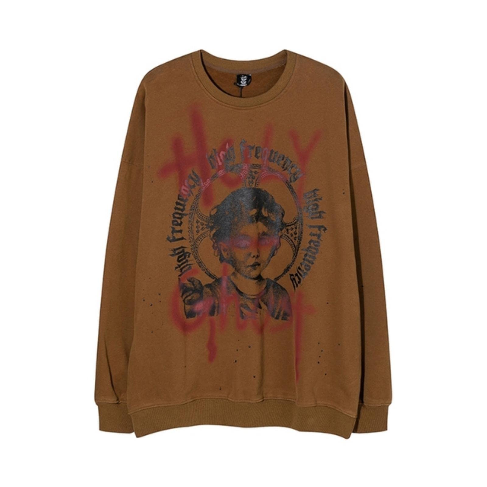 Felpa vintage Streetwear Hip Hop Lettera Fantasma Stampa Pullover Autunno Casual Cotone allentato Punk Gotico Top