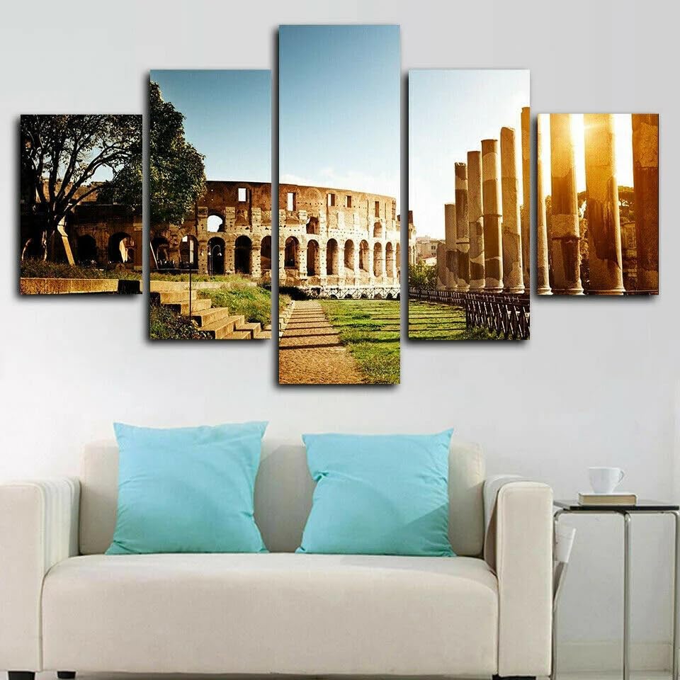 Impression sur toile 5 parties Colosseum Roma pour créer une deco salon italienne