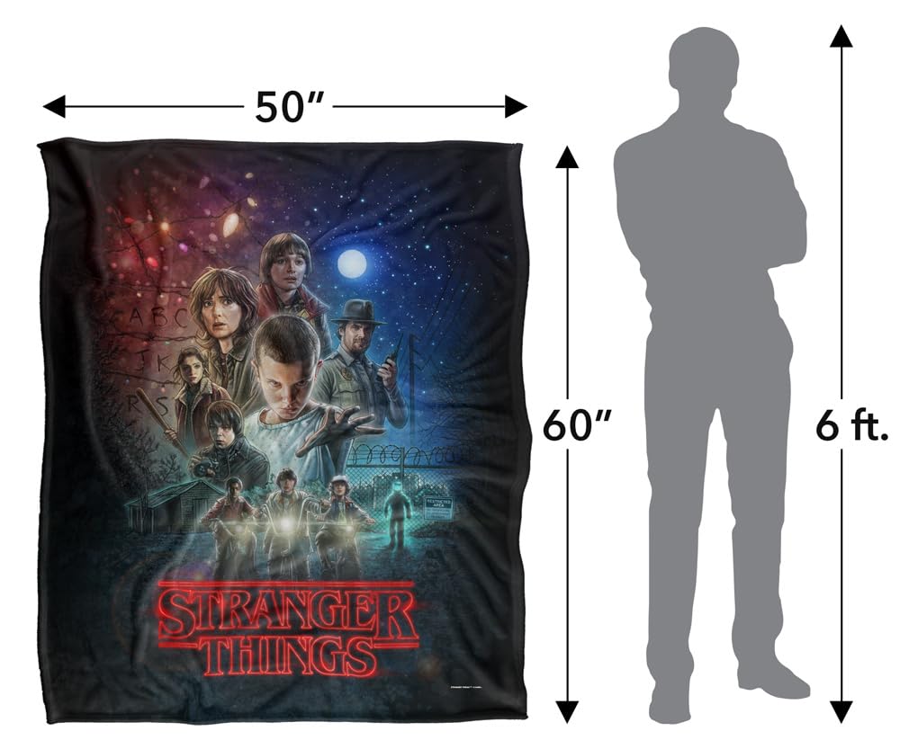 Stranger Things Super Soft Silky Blanket, Season 1, 60 x 50 Inches