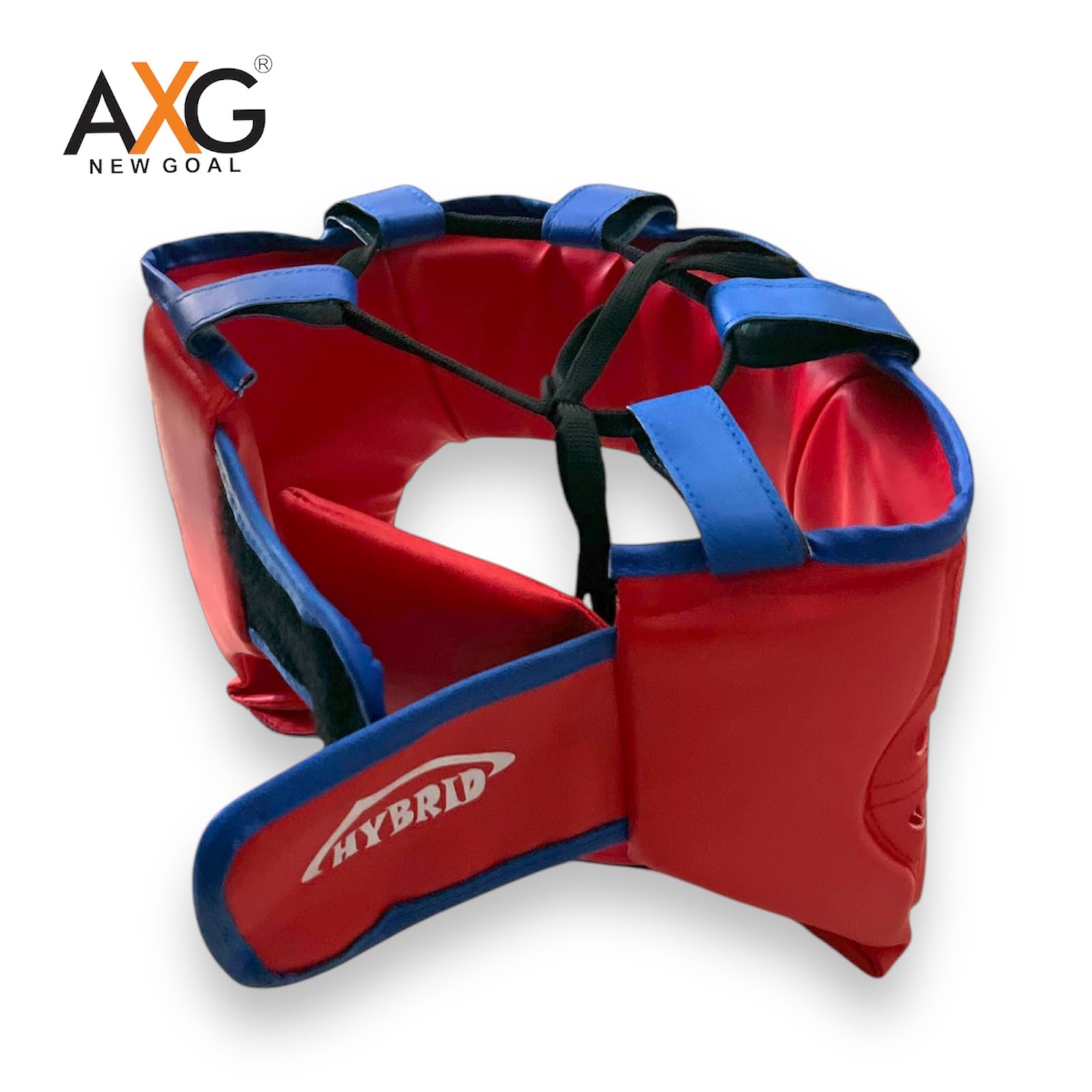 AXG NEW GOAL Premium Eva Padded (Medium for Age 10 to 15) Hybrid Head Guard & Gloves MMA Guard Combo (Red) 1