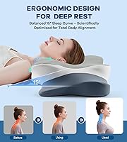 Vista 4 de DONAMA Almohada cervical para aliviar el dolor de cuello y hombros, almohada de espuma viscoelástica de contorno refrescante, almohada ergonómica