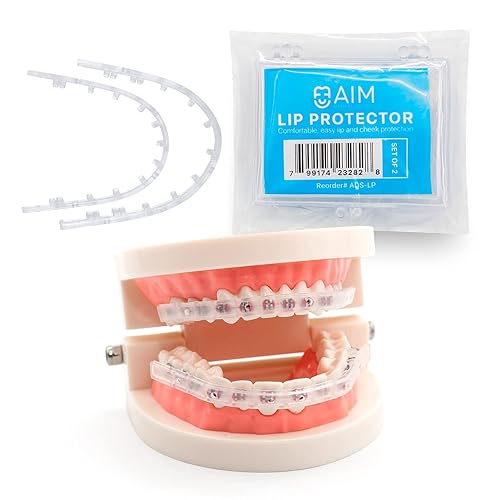 AIM Kit de ortodoncia - Cepillo de dientes de ortodoncia (paquete de 2), protector de labios para aparatos ortopédicos, estuche de retenedor, cera