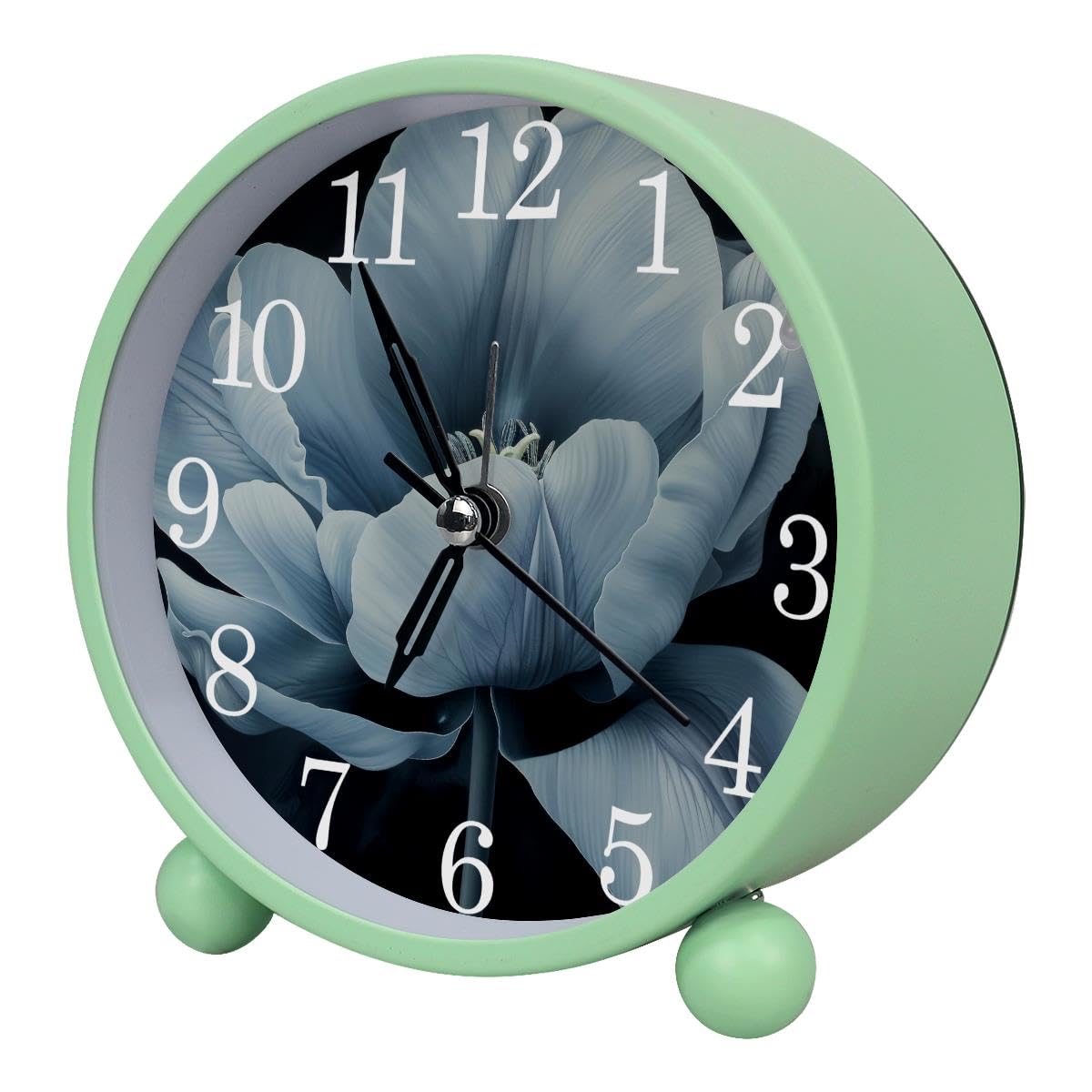 Luoweisi Alarm Clock Tulip, Silent Non-Ticking with Night Light