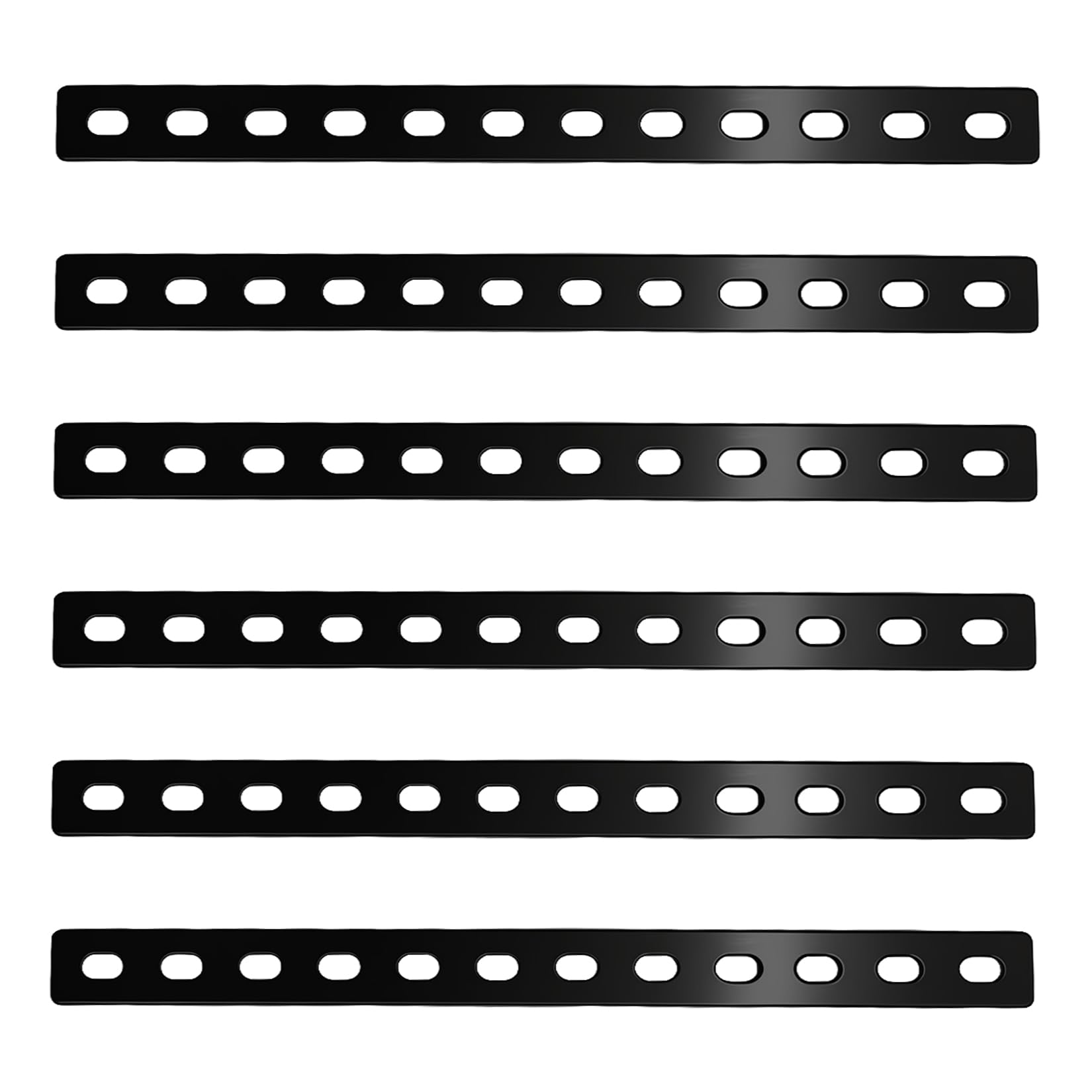 6 Pcs Flat Metal Brackets for Wood, Flat Metal Plate with Holes, Black Straight Brackets for Wood Joining Plates with 12 Holes, Furniture Braces for Fixing Repair Mending Bracket(307 x 24 mm)