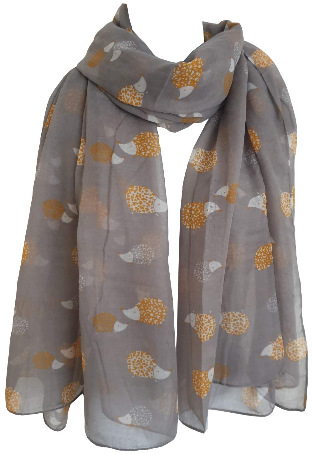 Glamlondon Women's Y20 - Grey Hedgehogs Print Scarf (Y20 - Grey)