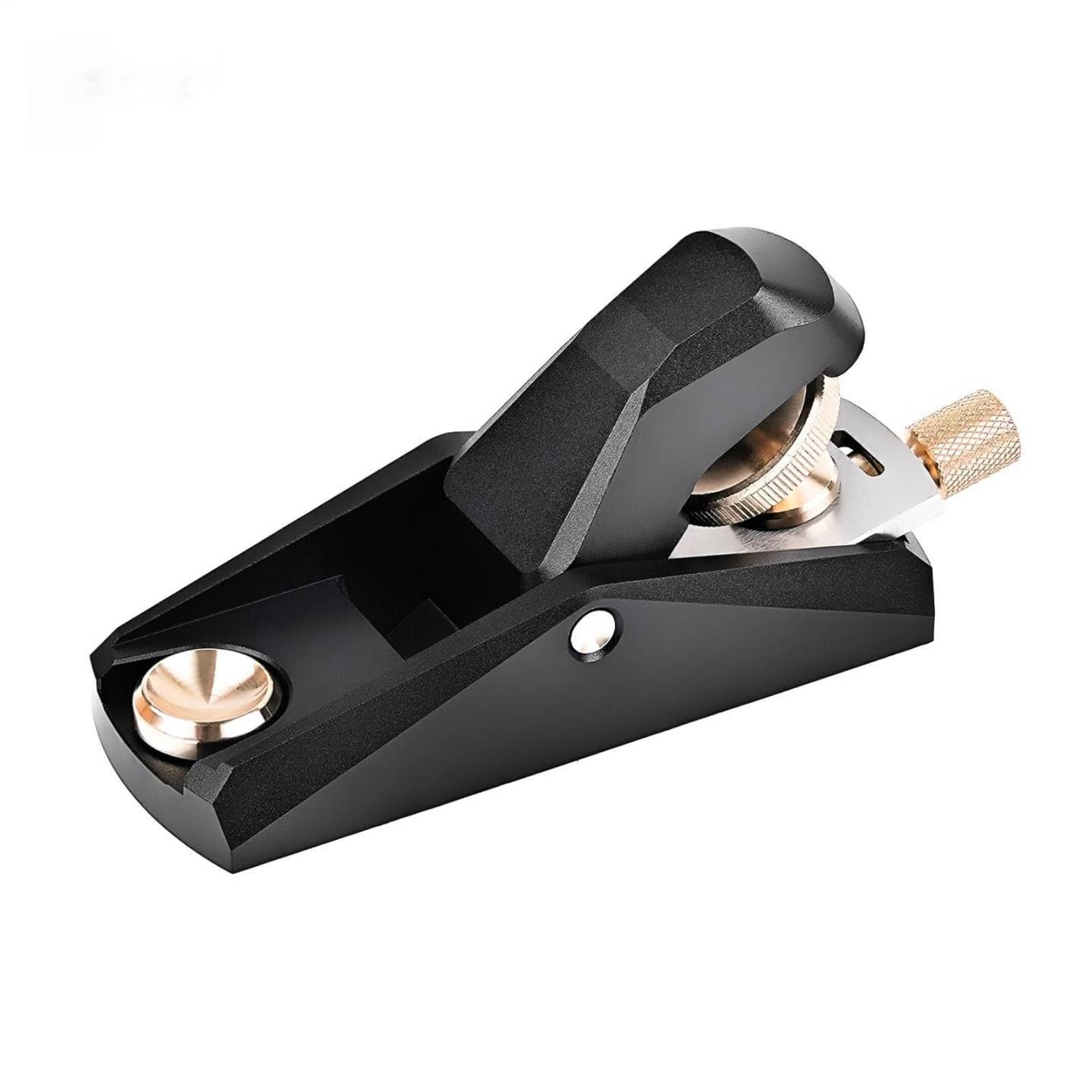 harayaa Mini Cepillo de Bisel Bajo Cepillo Manual Cepillo de Bloque Herramienta de Carpintería con Perilla Frontal y Ajustador, 105 39 52mm, Estándar, Ángulo Bajo, Aluminio, Negro