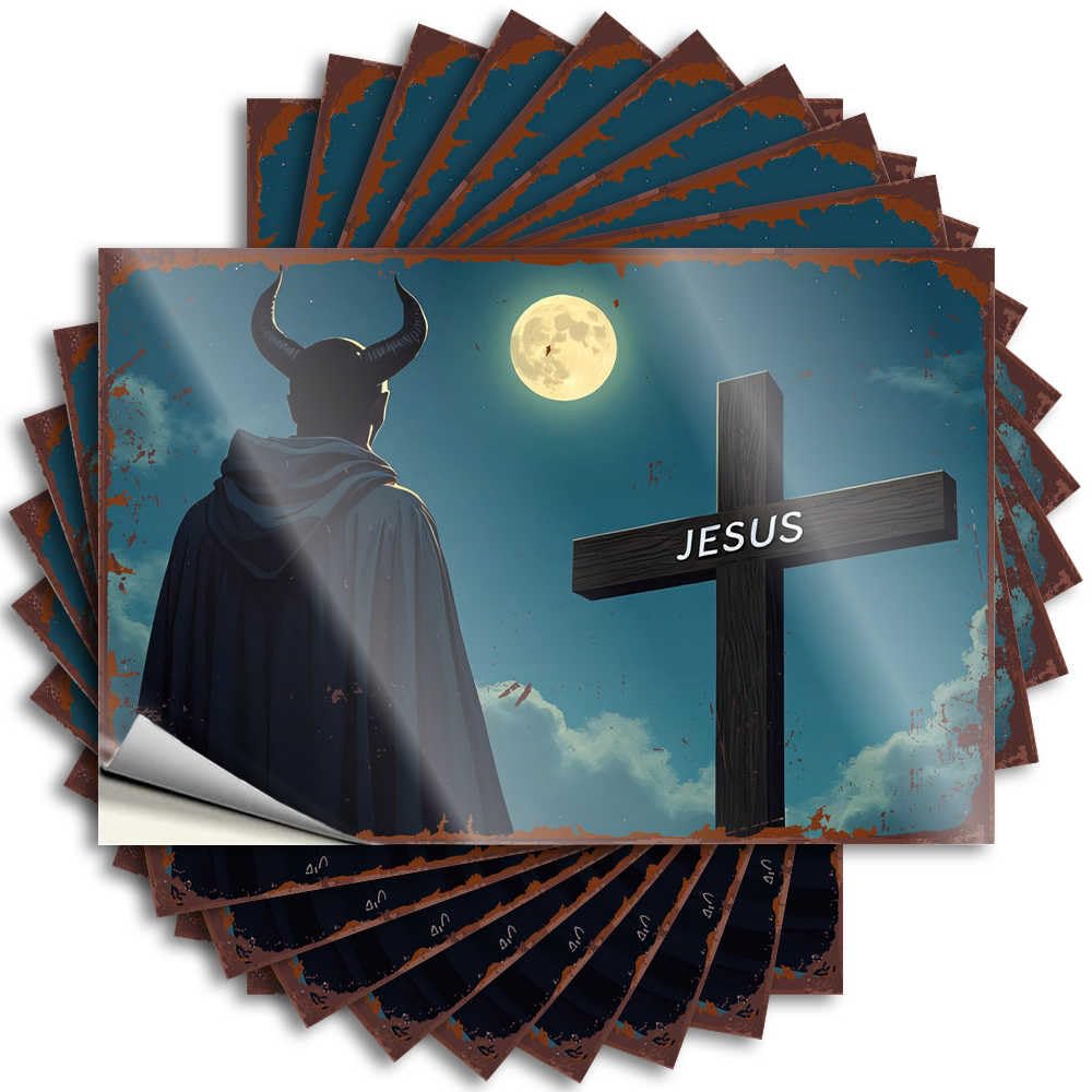 Tiny, Decals Garage Devil's Gaze: A Nightly Encounter with The Cross of Jesus | Motorcycle Cool(8X12CM)
