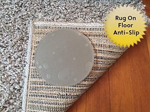 Carpet Anchor Sticky Discs Non-Slip Rug Pads for Rug-ON-Floor Anti-Slip. Rug Stickers. No Residue. 8 Pack. Limits Medium/Large Rugs/Exercise/Door Mats from Moving On Floors