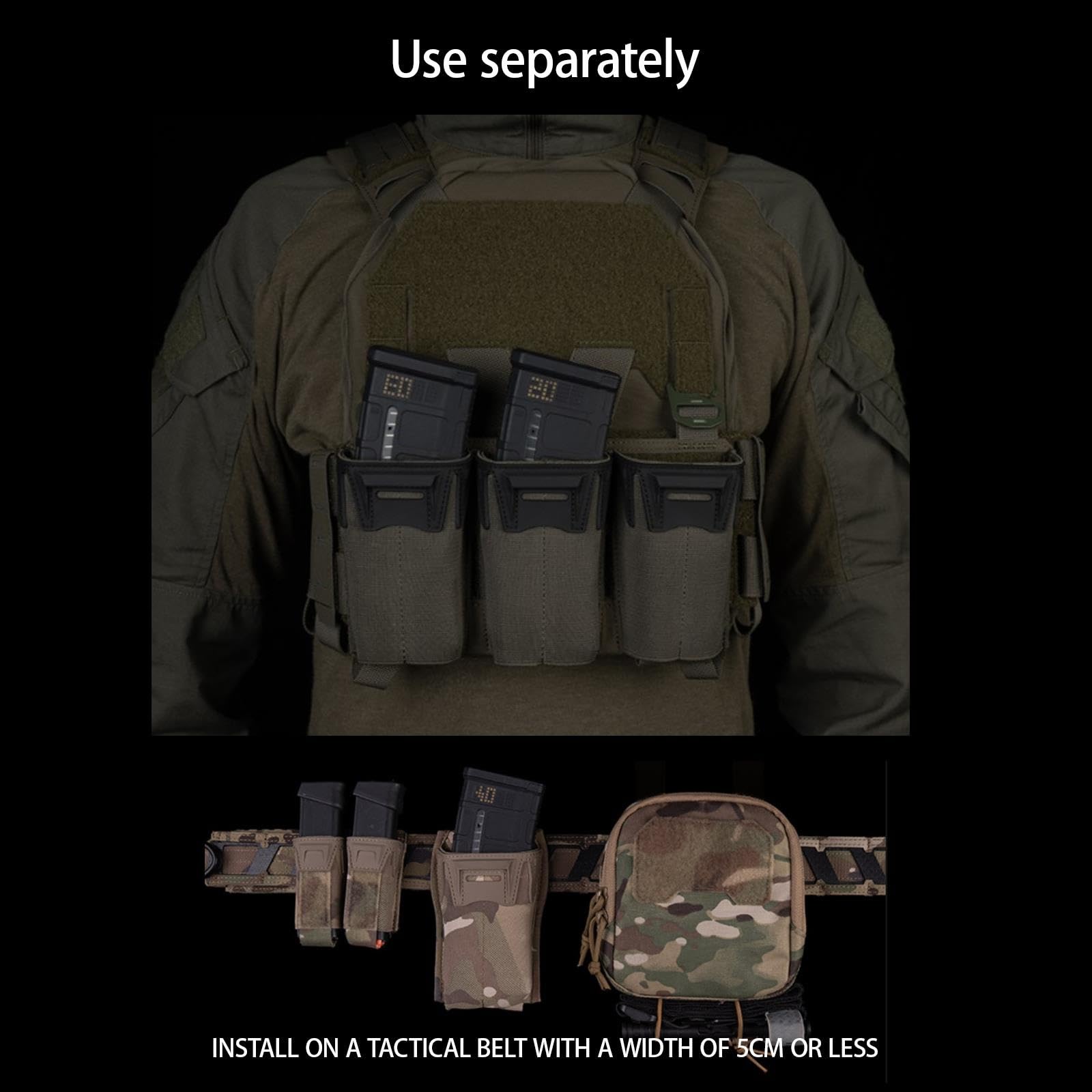 Pochette Utilitaire Tactique Molle, Porte-Chargeur Triple for Fusil
