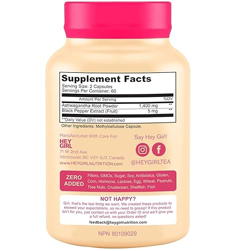 Miniatura 5 de Hey Girl Energy Bundle - Té potenciador de energía y vitalidad para mujeres más cápsulas de polvo de raíz de ashwagandha - Aumenta la energía para