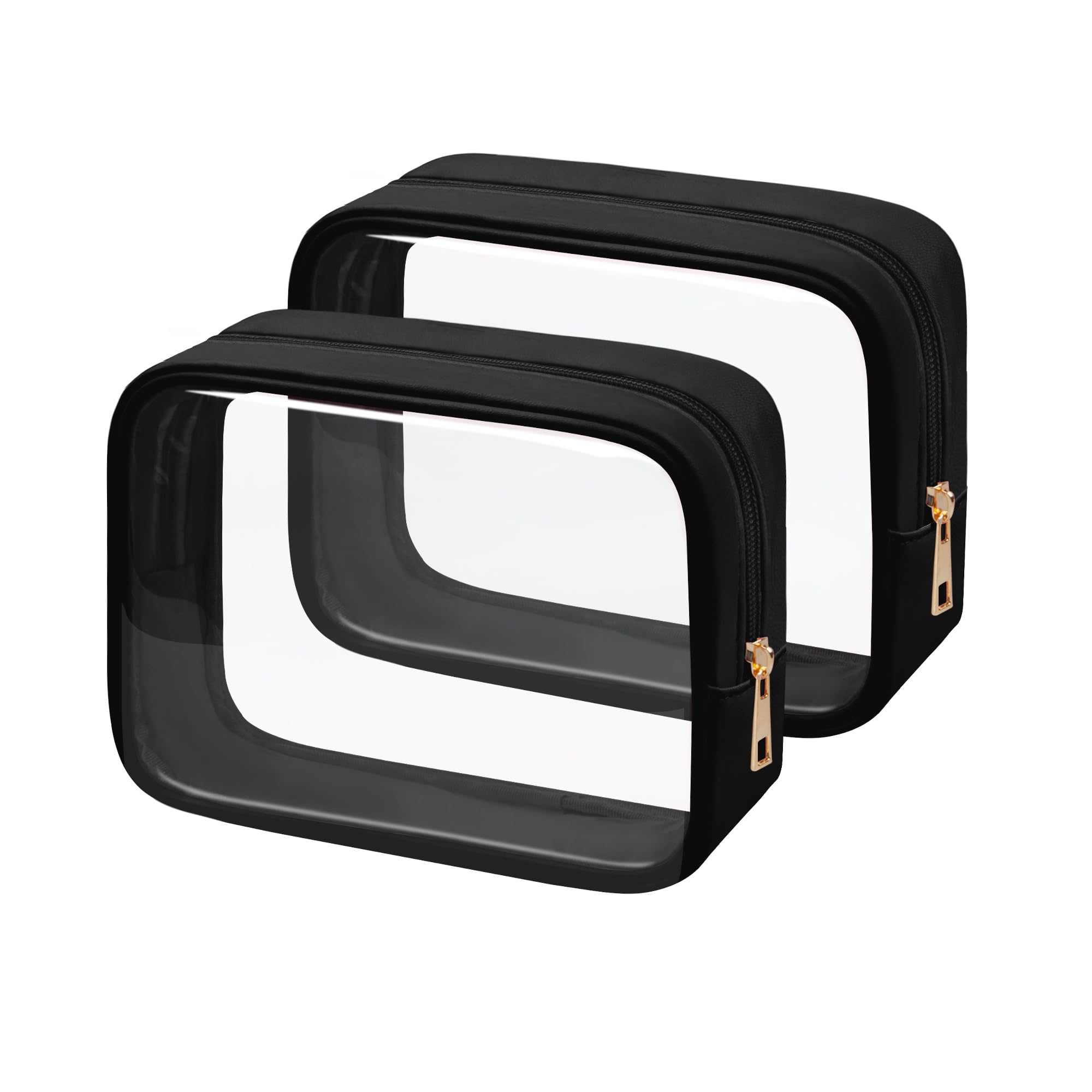 Ebbniur TSA Toiletry Bag Clear Makeup Bag Travel Essentials Cosmetic Bag for Men and Women Black 2Pcs