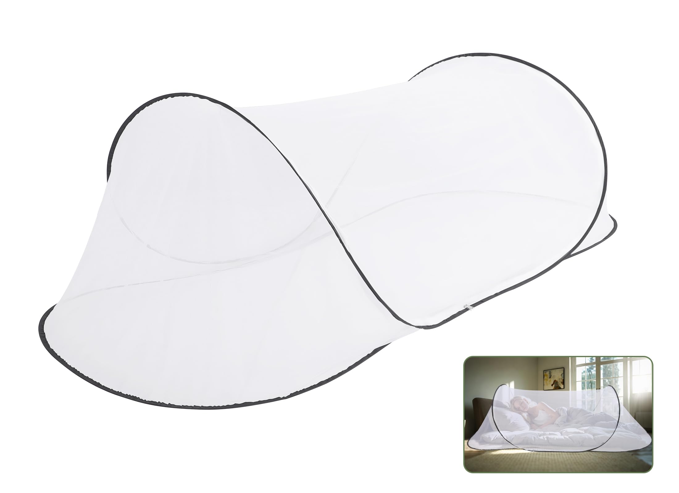 78 x 32 x 22 pollici zanzariera letto, zanzariera portatile pieghevole, zanzariera da viaggio con fondo in rete, per letto da campeggio e viaggio in patio (nero con fondo)