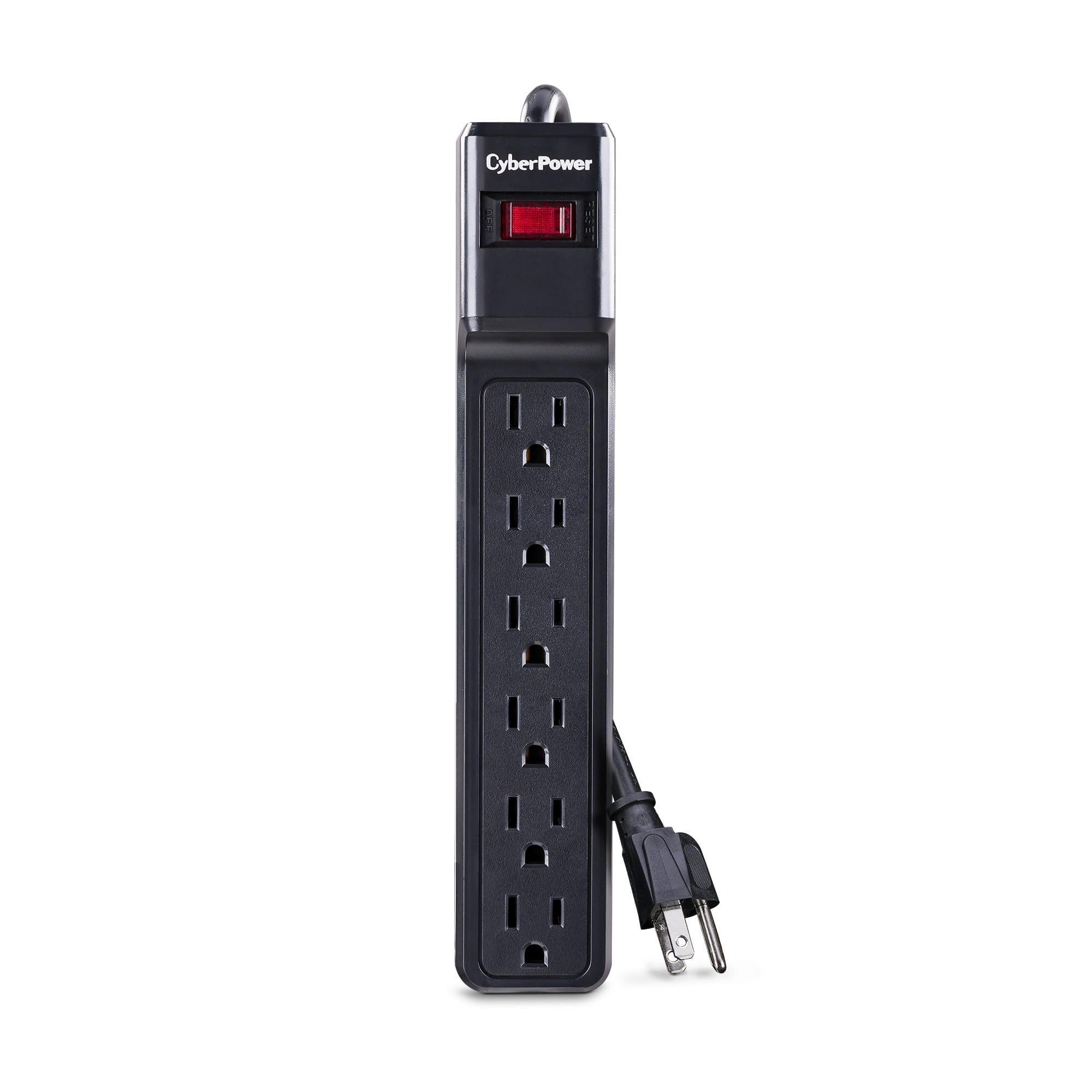 CyberPower CSB6012 Essential Surge Protector, 1200J/125V, 6 Outlets, 12ft Power Cord, Black
