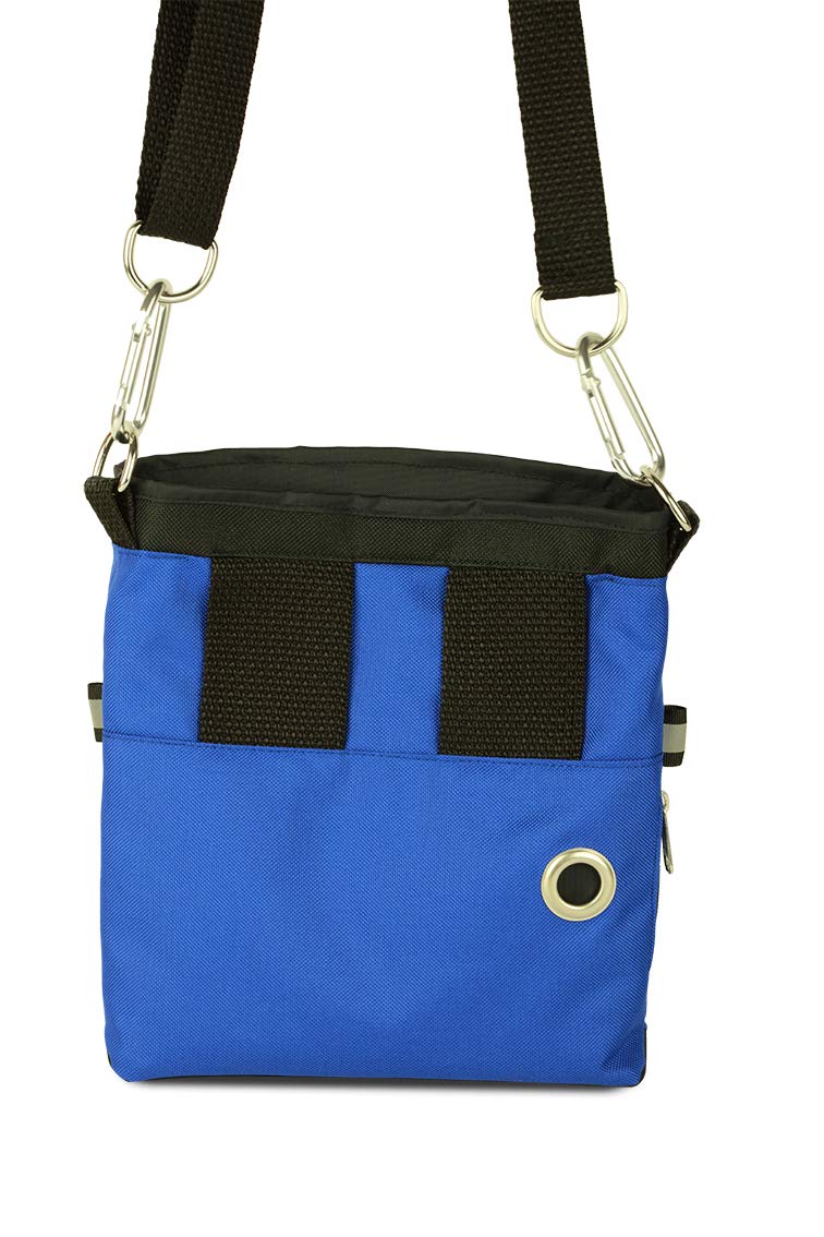 Mit Wunschname möglich. Schultertasche, Hüfttasche, Leckerlitasche für Hunde, Futtertasche mit Magnetverschluss und Kotbeutelfach, Leckerlitasche Magnetic Blue Edition