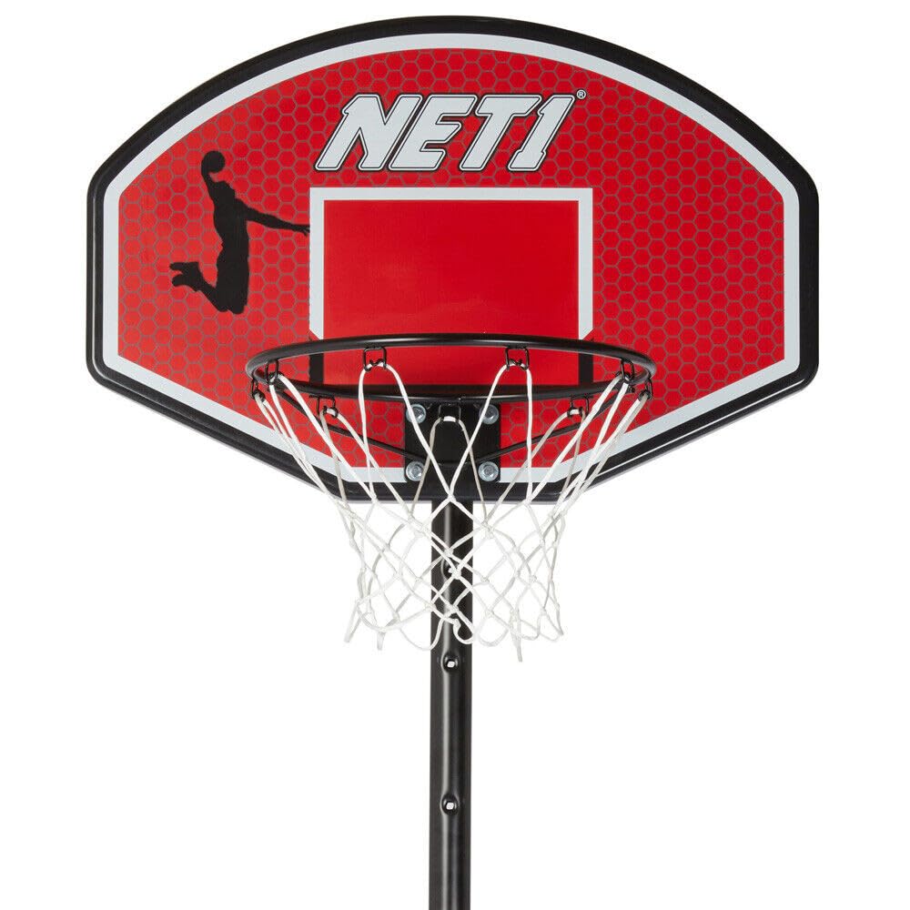 tabellone da basket di alta qualità e sistema di rete per bambini, telaio in acciaio massiccio ultra resistente da 38,1 cm, montaggio a parete o portatile, regolabile in altezza, palo imbottito