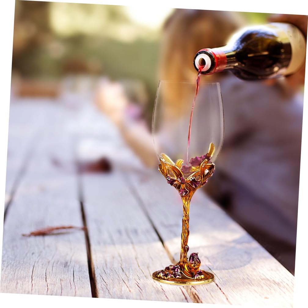 Set 2 Bicchieri da Whisky Smaltati Dorati Calici da Vino in Cristallo per Uso Domestico e Matrimonio Bicchieri Decorativi per Bar e Serate di Degustazione a Casa