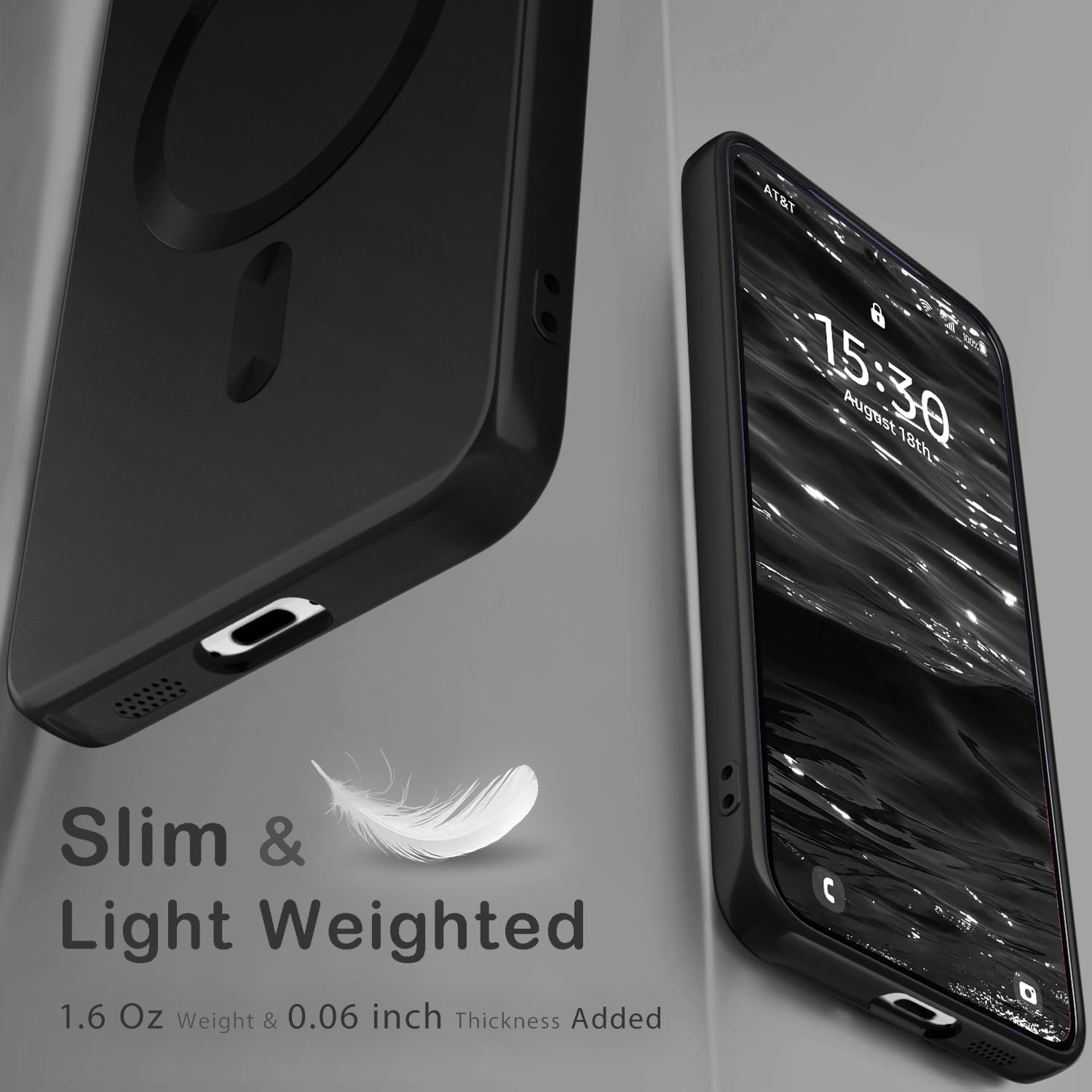 DIZORO Samsung S24 5g Case, Compatible with Mag Safe Back Cover, Matte Luxury Metallic Luster Flexible TPU Wireless Charging Shockproof Case with Camera Protector Lens (Black) — Amazon image 5