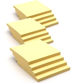 Sticky Notes 3" x 3 inch - 12 Pads 600 Sheets - Yellow Stick On Note. Self Stick It Notes. Strong Sticking Square Stickies. Small Square Removable Memo Pad to Post in Office, Home, School - Emraw
