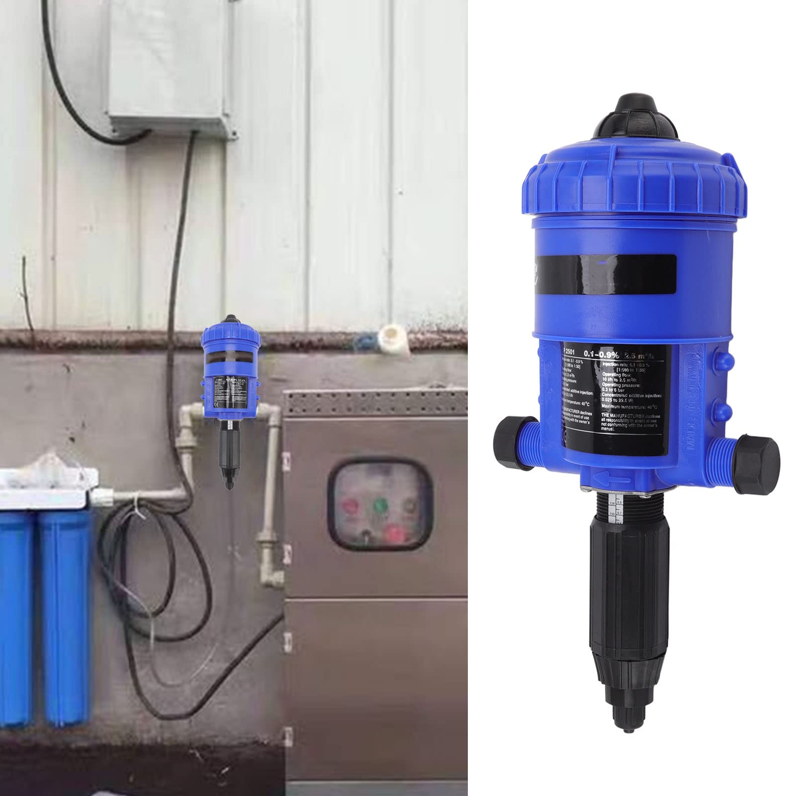Inyector de Fertilizante 0,1-0,9%, Dispensador de Líquido Accionado por Presión de Agua Ajustable Bomba Dosificadora de Líquidos Químicos Inyector de Riego por Goteo de