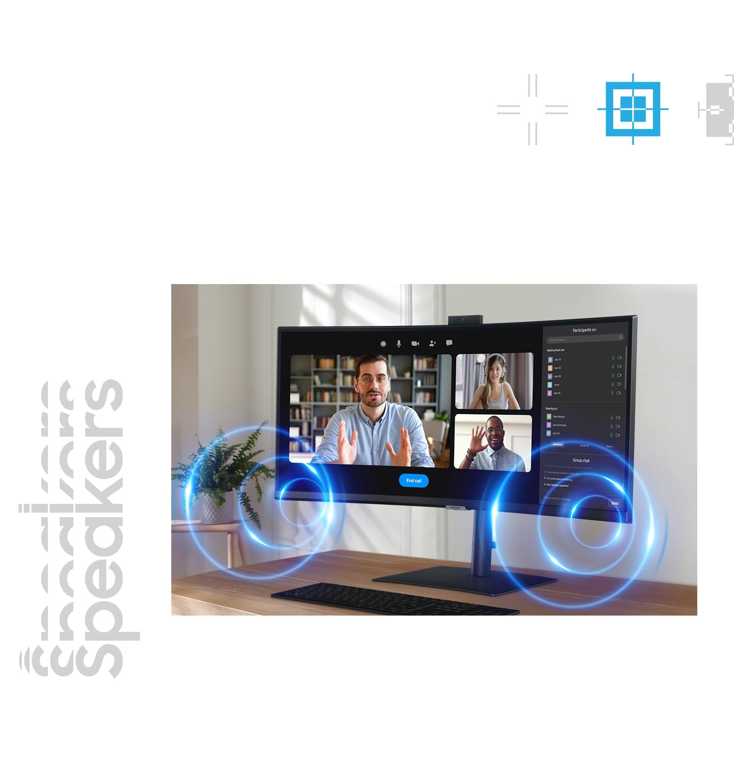 Samsung Ecran PC ViewFinity S65VC, 34" 100Hz - Dalle VA Incurvée 1000R, Résolution WQHD : 3440 x 1440 , 5ms, 3000:1, Adaptative Picture, Auto Source Switch+, KVM Switch,Pied Ajustable, Display port