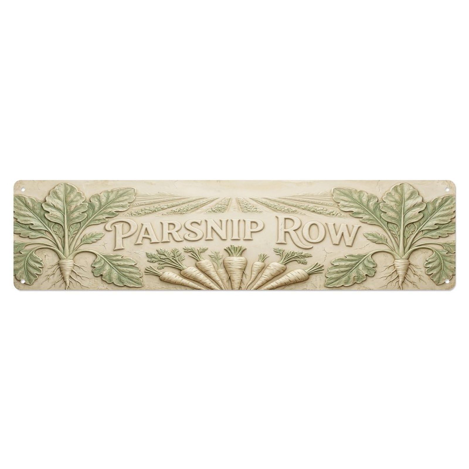 Olhnbad 4X16inch(10X40cm) Vintage Cottagecore Garden Parsnip Row Relief Metal Tin Sign