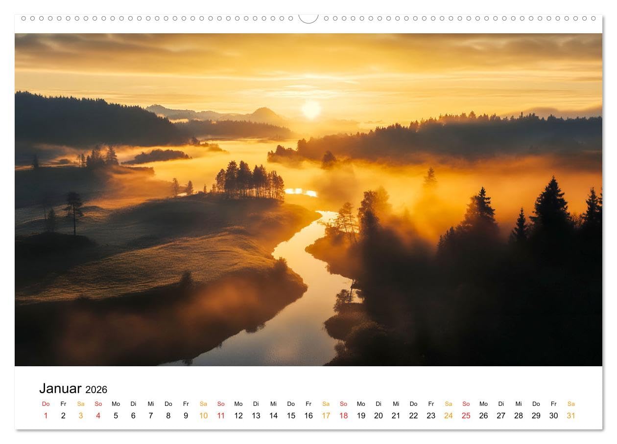 Mystischer Nebel (hochwertiger Premium Wandkalender 2026 DIN A2 quer), Kunstdruck in Hochglanz: Lassen Sie sich von der Poesie der Natur verzaubern. (CALVENDO Natur)