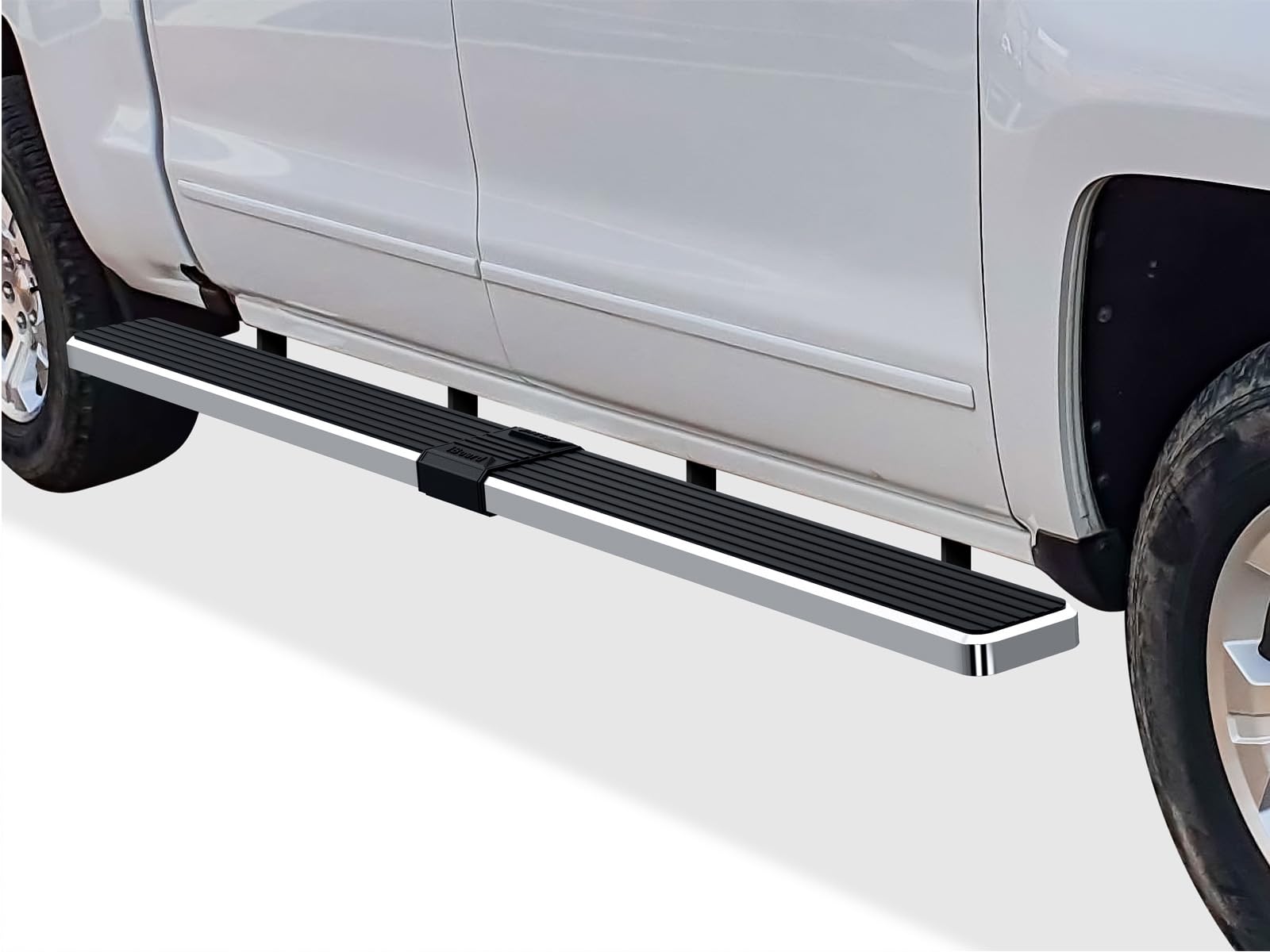 APS Wheel to Wheel Running Boards 6in Compatible with Chevy Silverado GMC Sierra 1500 2007-2018 Crew Cab 5.5ft Short Bed & 2500 HD 3500 HD 2019 (