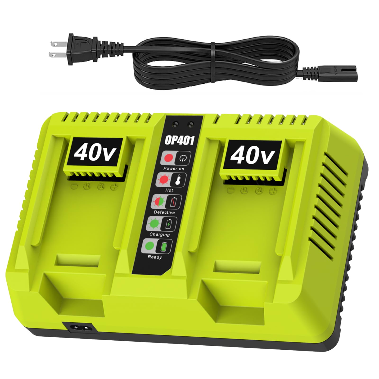 Photo 1 of AaveYouMore 2 Port OP401 Fast Charger Replace for Ryobi 40V Battery Charger Compatible with Ryobi 40V Battery OP4015 OP4026 OP4040 OP4050 OP4060