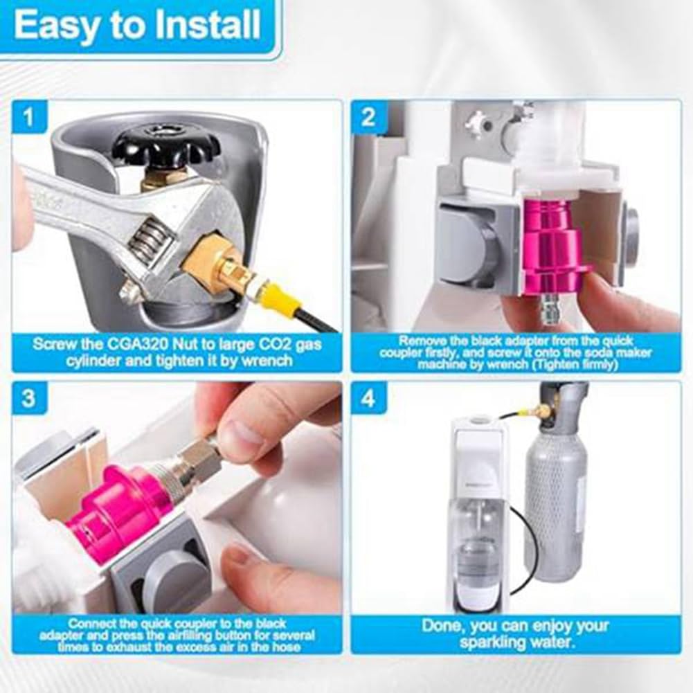 CGA320 Adattatore A Connessione Rapida Terra DUO Art per Kit Tubo Flessibile Adattatore Serbatoio Co2 Esterno Facile Installazione Facile da Usare
