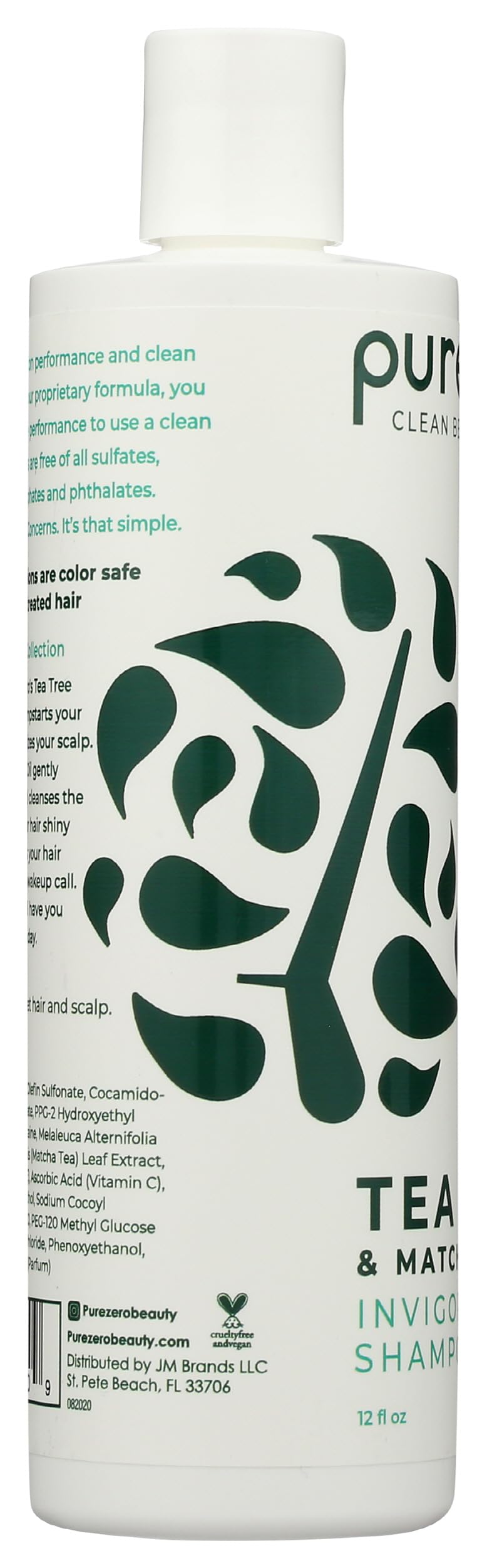 Purezero Champú de árbol de té y matcha – Tratamiento nutritivo y vigorizante del cuero cabelludo con sabor a menta, sin sulfatos, parabenos ni colorantes, vegano y libre de crueldad animal, 12