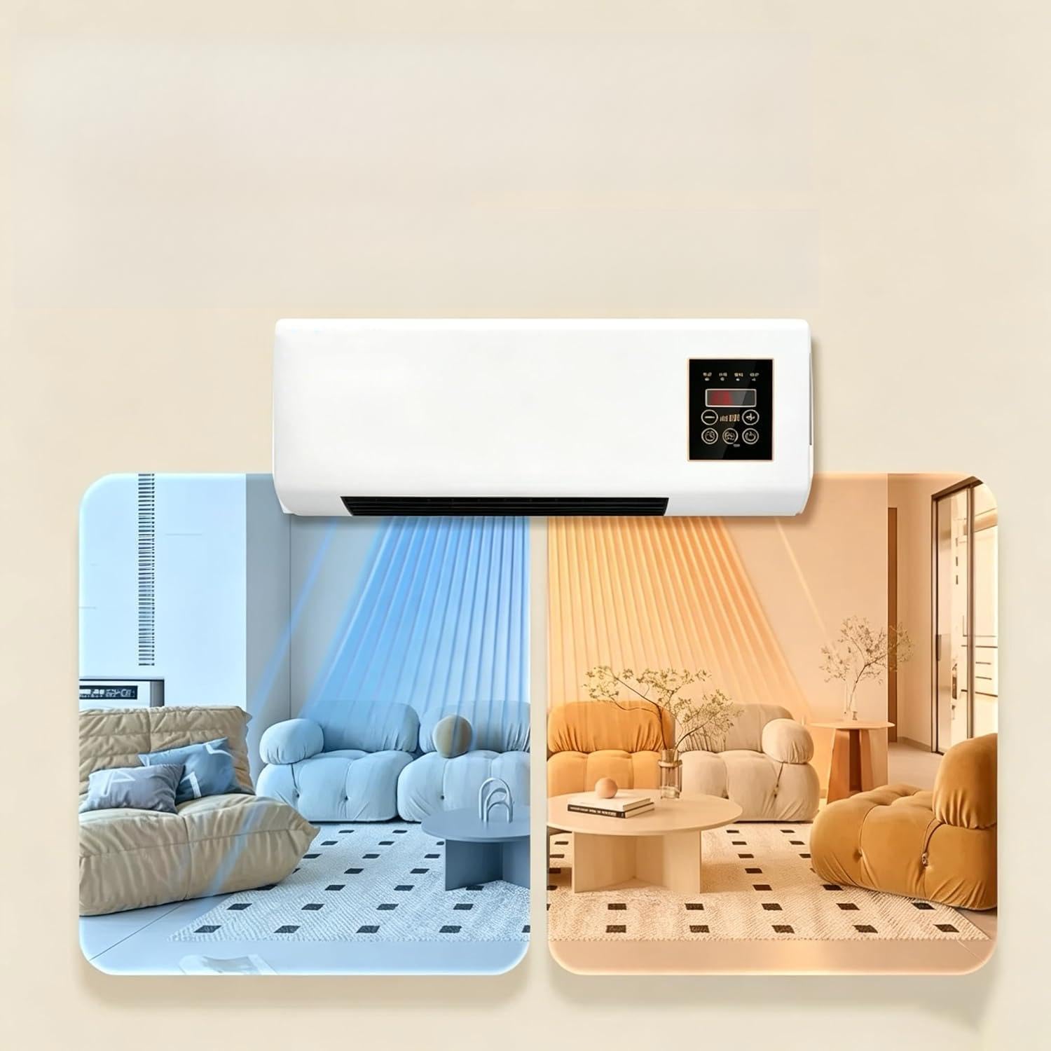 Ventilador de pared blanco 2 en 1 con mando a distancia para dormir sin calor